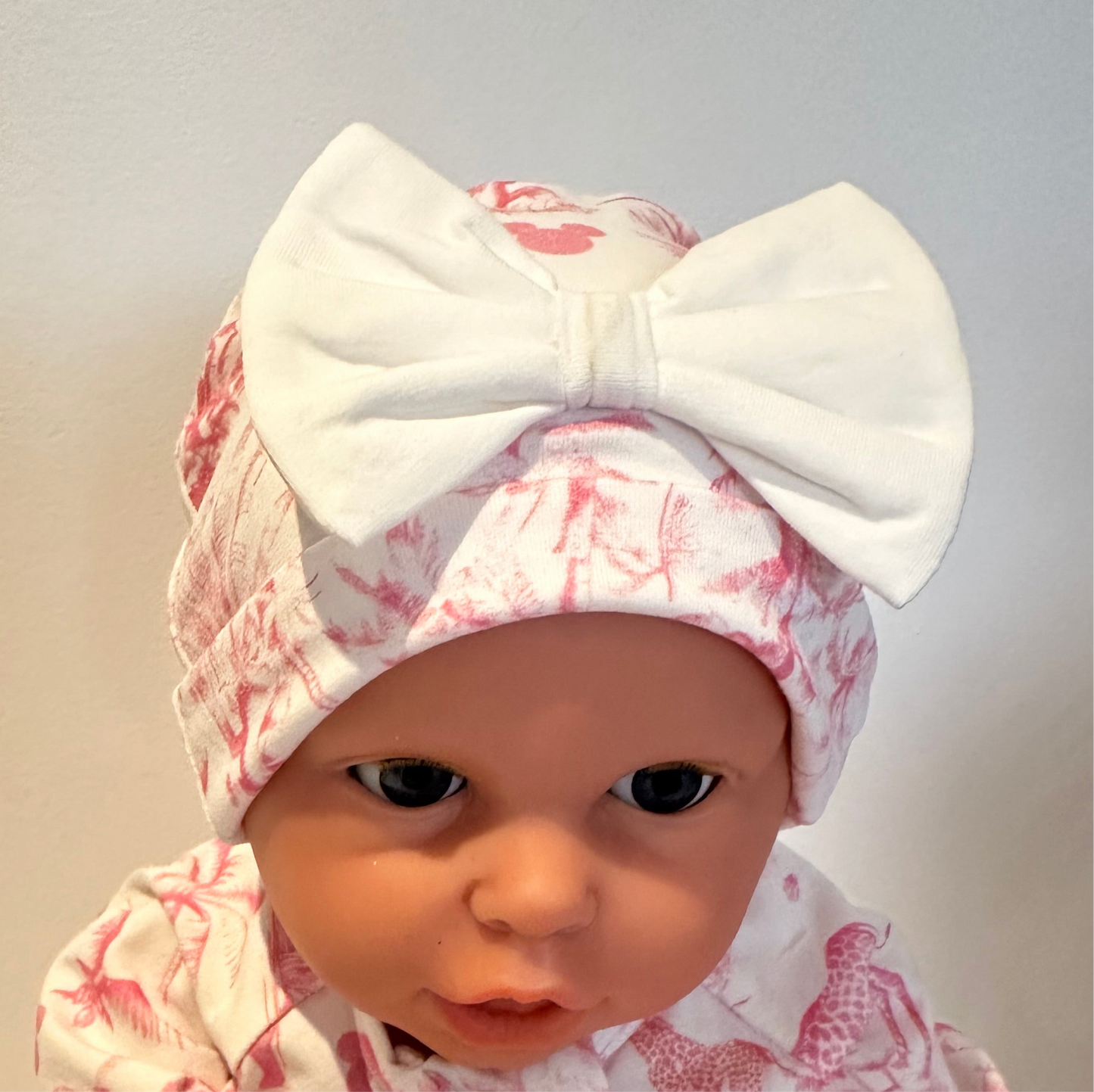 Pink Toile Safari Newborn Hat Pink