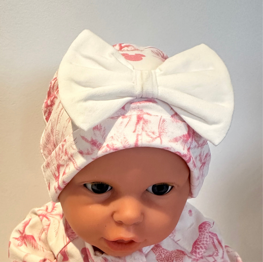 Pink Toile Safari Newborn Hat Pink