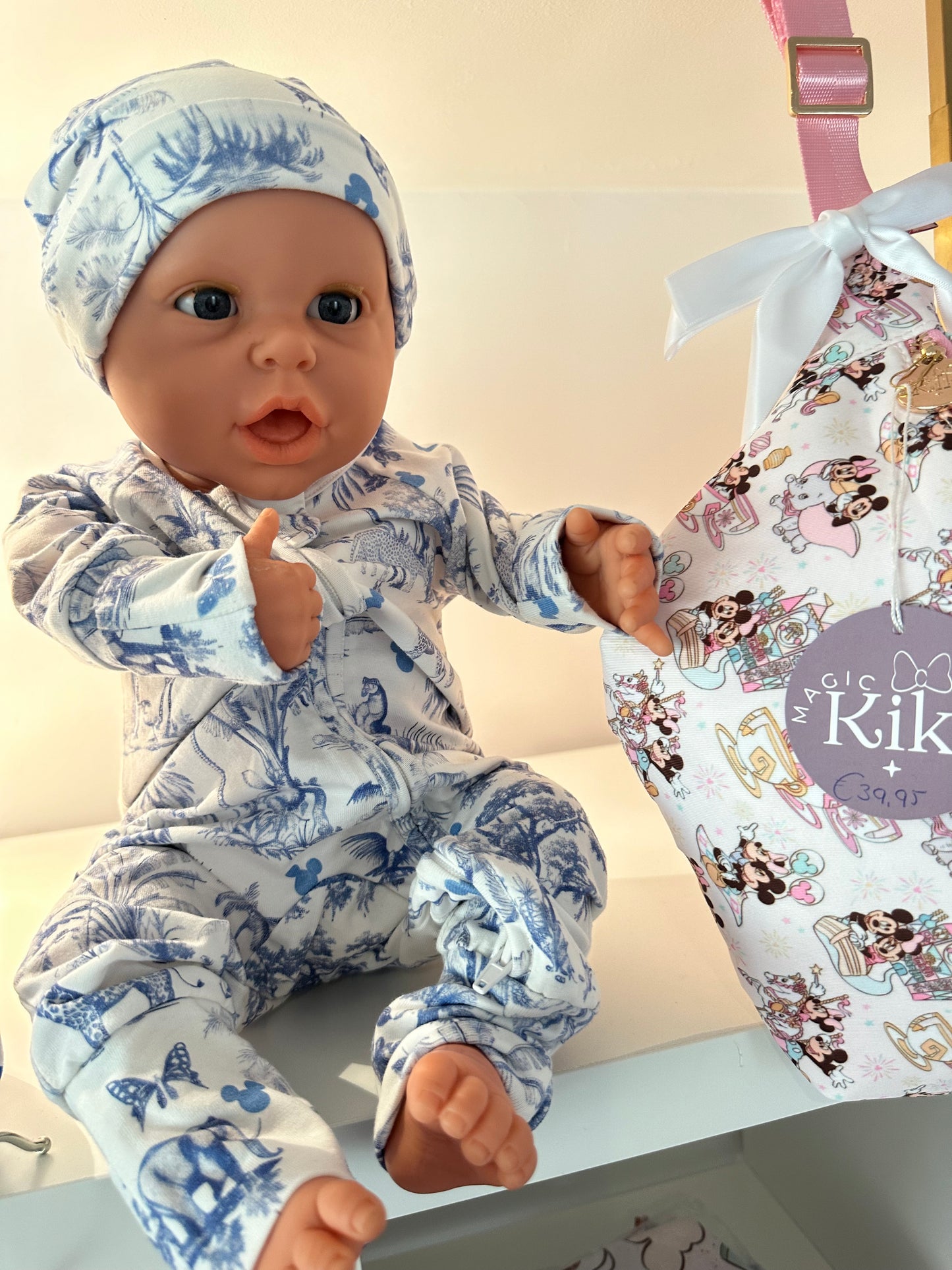 Toile Safari Newborn Hat Blue